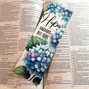 Hope Anchors The Soul Bookmark, Double Sided Bookmark, Bible Verse Bookmark, Scripture Bookmark, Christian Gift, Religious Gift, Floral