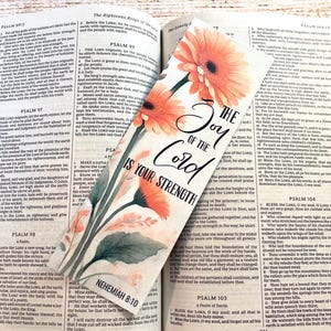 The Joy Of The Lord Is Your Strength Bookmark, Bible Quote Bookmark, Bible Bookmark, Double Sided Bookmark, Christian Bookmark, Nehemiah