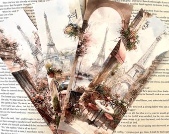 Paris Bookmark Set, Eiffel Tower Bookmarks, Vintage French Cityscape, Vintage French Cityscape, Romantic Paris Bookmarks, Travel Lover Gift