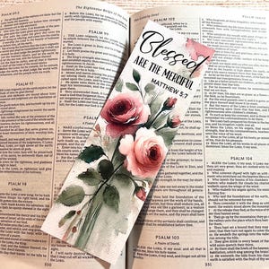 Bible Bookmark, Religious Bookmark, Double Sided Bookmark,  Floral Bookmark, Roses, Bible Study, Scripture Bookmark, Inspirational, Faith