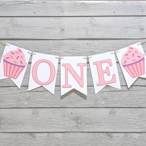 Cupcake Highchair Banner, Cupcake Banner, Cupcake Age Banner, Sweet One Highchair Banner, Sweet One Banner, Cupcake Birthday Banner