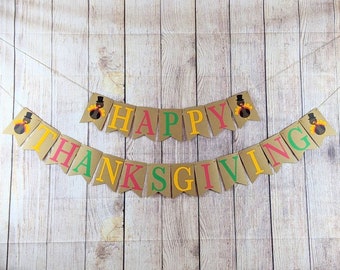 Happy Thanksgiving Banner, Turkey Banner, Thanksgiving Banner, Thanksgiving Turkey Banner, Fall Banner, Fall Decor, Turkey Decor, Thankful