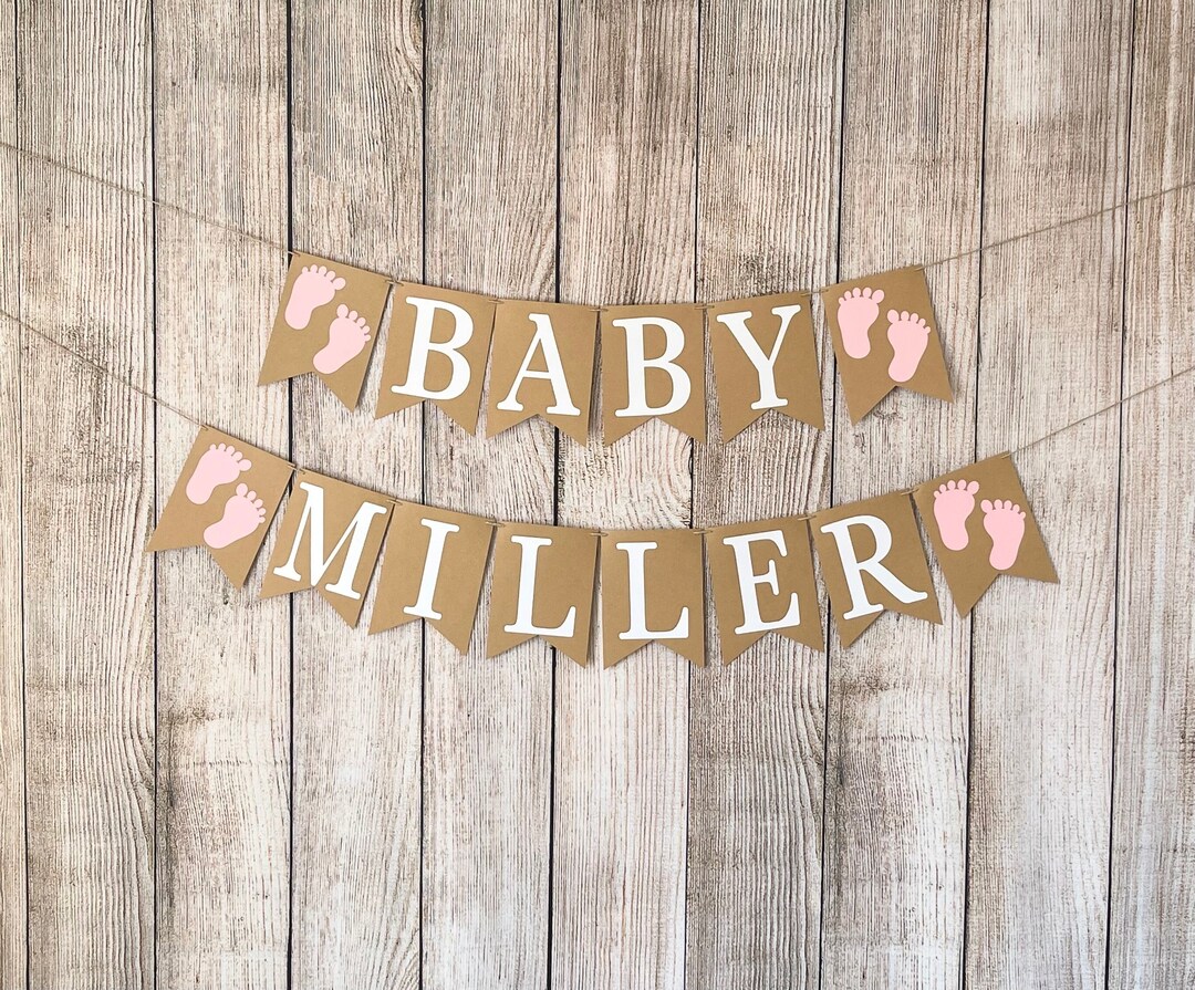 Footprint Banner, Baby Footprint Name Banner, Baby Name Banner, Custom ...