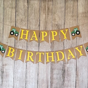 Tractor Birthday Banner: Farm Party Decor