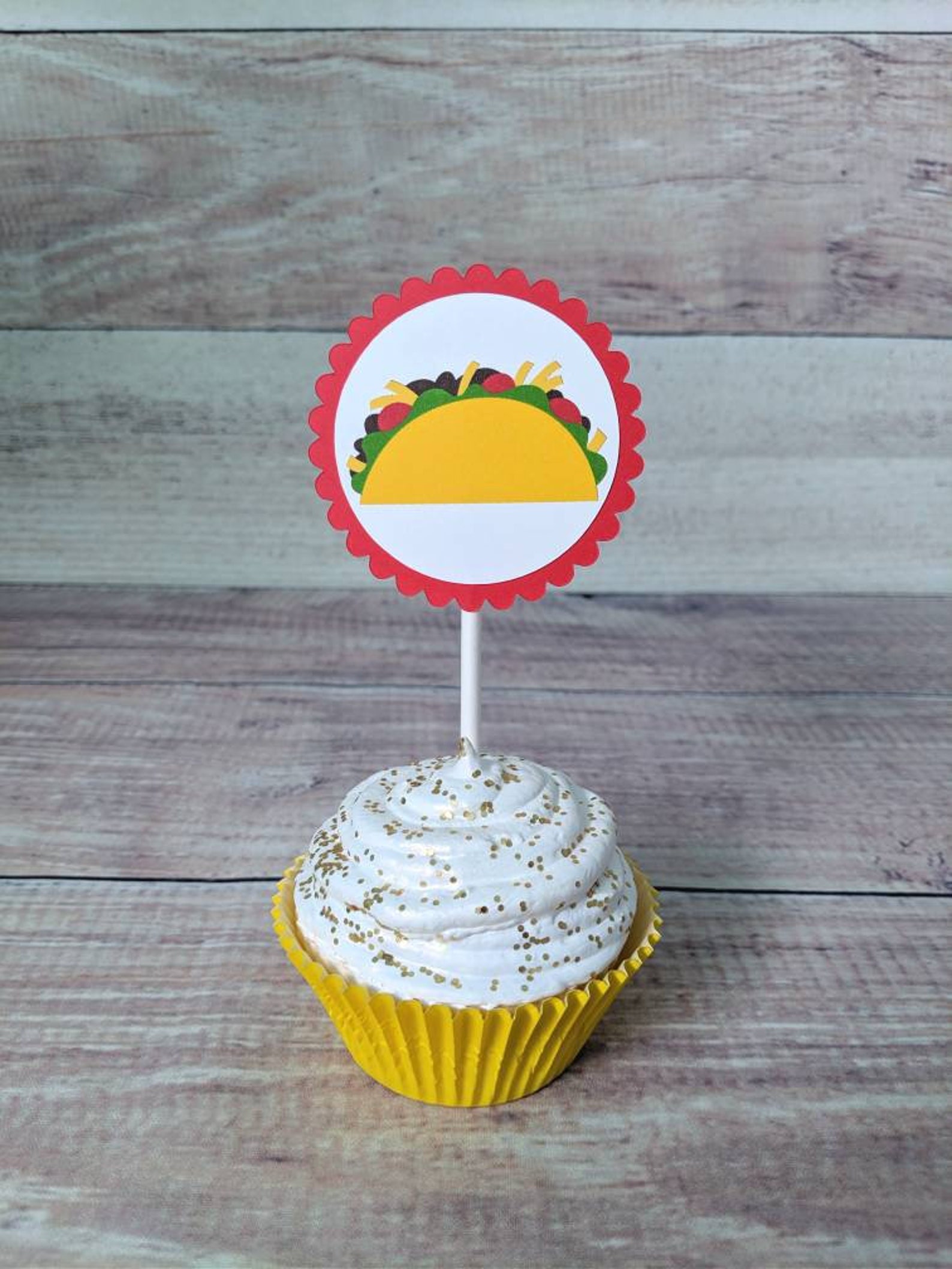 Taco Cupcake Toppers Fiesta Cupcake Toppers Taco Party Taco Etsy
