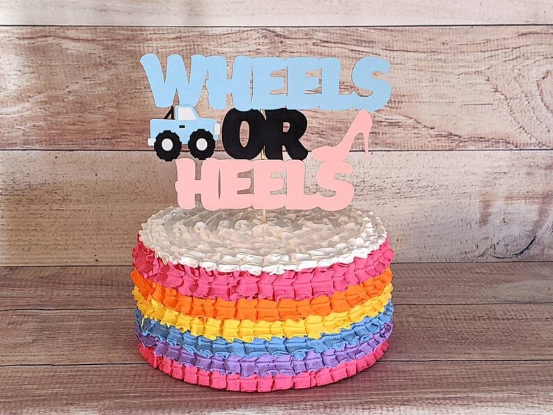Wheels Or Heels Gender Reveal Wheels Or Heels Cake Topper Etsy