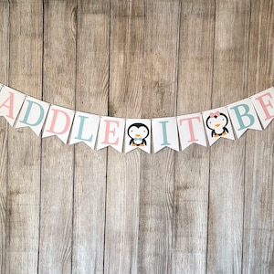 Waddle It Be Banner, Waddle It Be Gender Reveal, Penguin Gender Reveal, Winter Gender Reveal, Penguin Baby Shower, Penguin Banner, He Or She