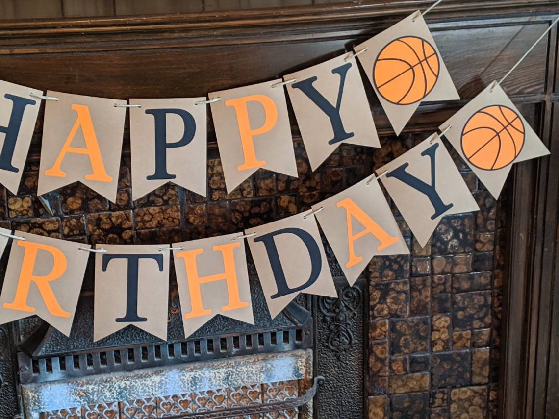 Basketball Happy Birthday Banner Basketball Birthday Banner - Etsy