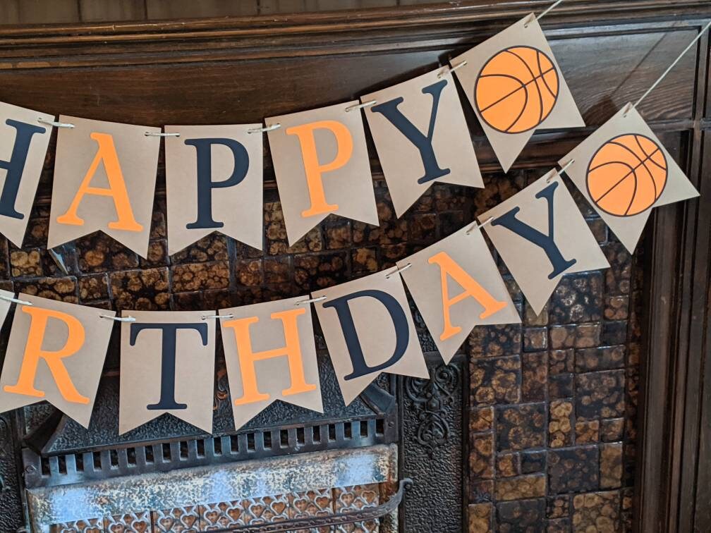 Basketball Happy Birthday Banner Basketball Birthday Banner | Etsy