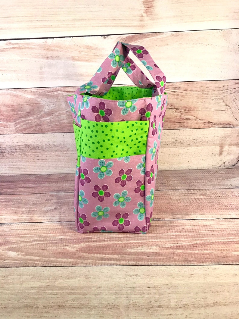 Bible Tote Bag Flower Tote Bag Tote Bag Floral Tote Bag Library Tote Bag Organizer Bag Multiple Pockets Bag Purple Flower Tote Bag
