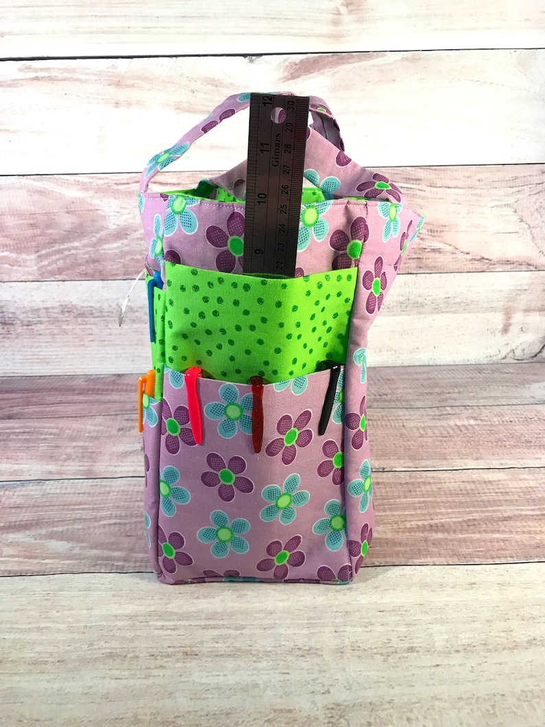 Bible Tote Bag Flower Tote Bag Tote Bag Floral Tote Bag Library Tote Bag Organizer Bag Multiple Pockets Bag Purple Flower Tote Bag