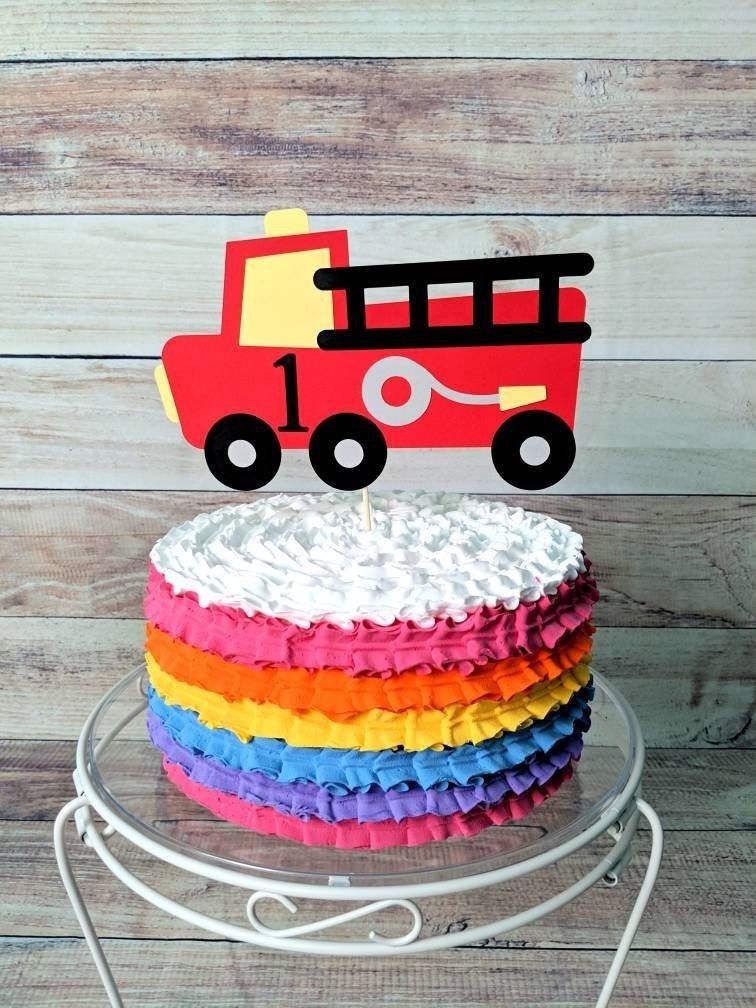 Fire Truck Cake Topper Feu Camion Smash Cake Feu Camion Etsy