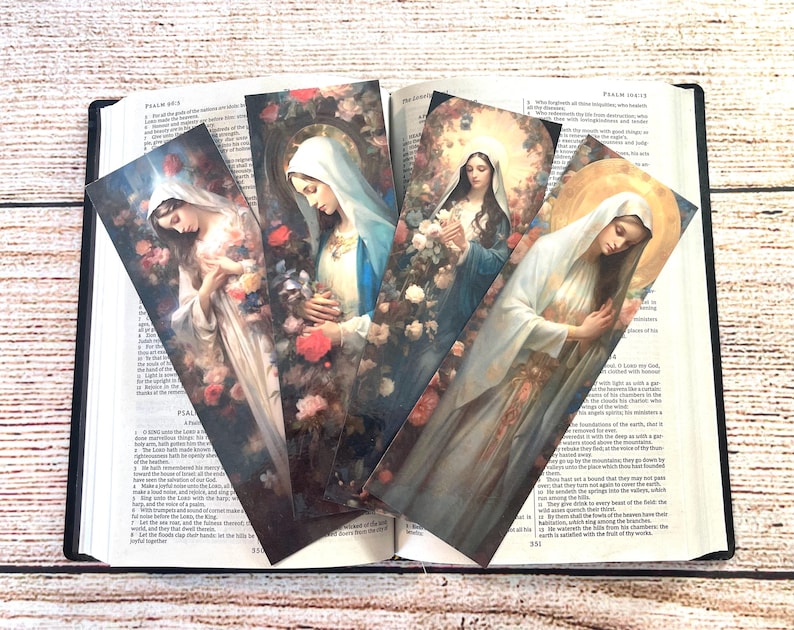 Virgin Mary Bookmark Set, Double Sided Laminated, Catholic Gift for ...