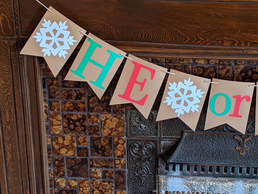 Christmas Gender Reveal He or She Banner Christmas Gender | Etsy