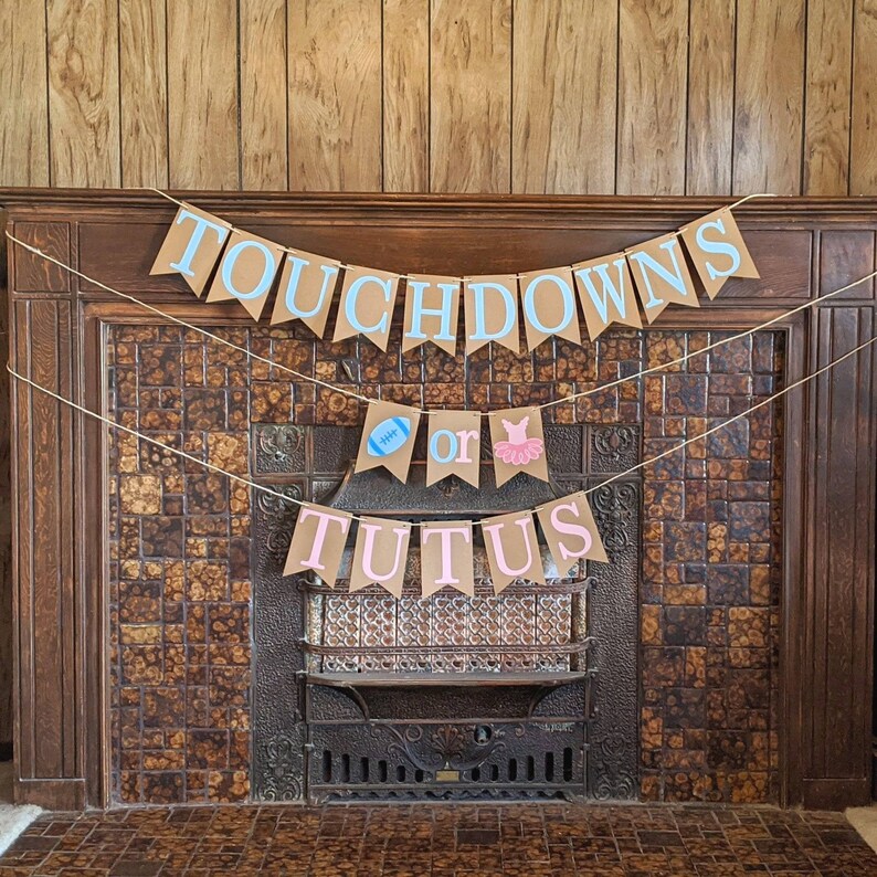 Touchdowns or Tutus Banner, Touchdowns or Tutus Garland, Baby Shower ...