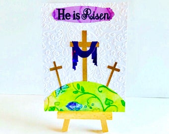 He Is Risen Easter Card, Religious Easter Card, Easter Card, Religious Card, Holiday Card, Card With Crosses, Easter Religious Card, Easter