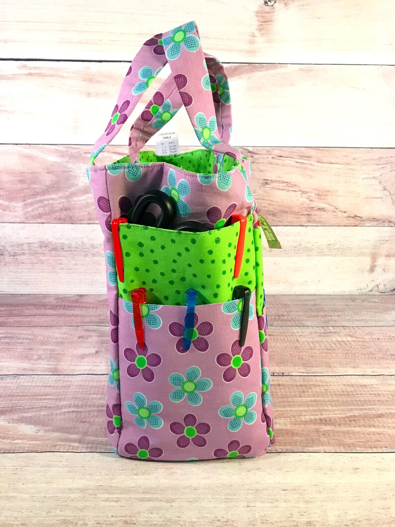 Bible Tote Bag Flower Tote Bag Tote Bag Floral Tote Bag Library Tote Bag Organizer Bag Multiple Pockets Bag Purple Flower Tote Bag