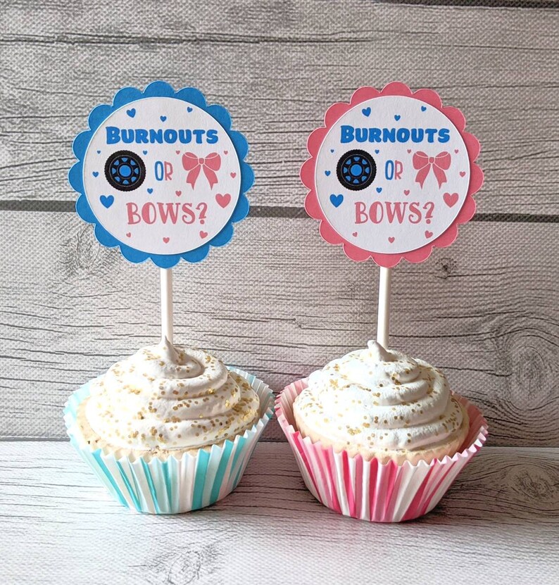 Burnouts or Bows Cake Topper Burnouts or Bows Gender Reveal Etsy
