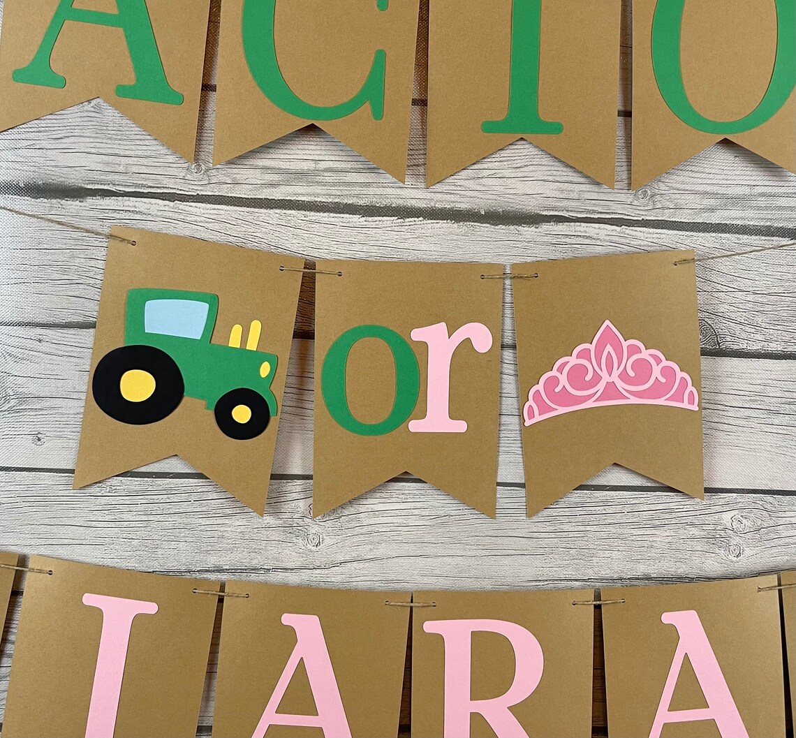 Tractors or Tiaras Banner Gender Reveal Banner Tractors or Etsy