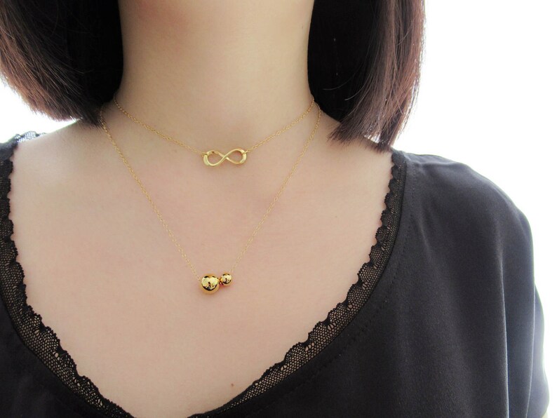 twin gift for sisters or mother pair balls necklace Two balls necklace