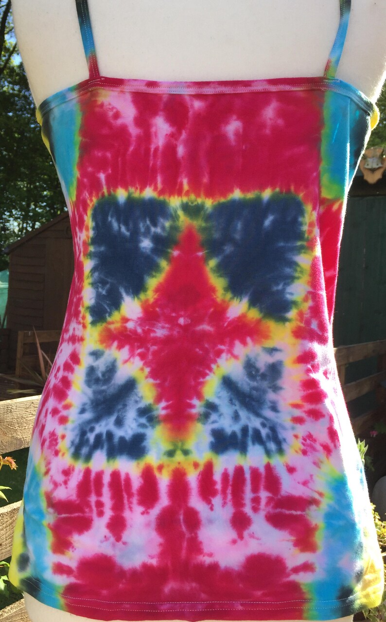 Bright geometric design tie dye vest size large