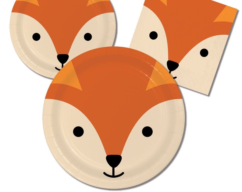 Woodland Party Supplies Fox Party Plates Woodland Baby Shower Plates Woodland Birthday Woodland Party Decoration Fox Napkins