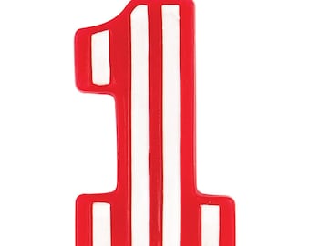 Number One Circus Candle/ Red and White Striped Candle/ First Birthday Candle/ First Birthday Circus Candle
