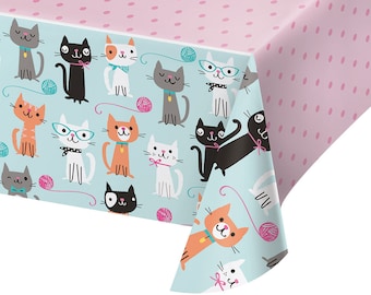 Pretty Kitty Birthday Party Tabelcover/ Cat Birthday Party Tablecover/ Kitty Party Tablecover/ Cat Party