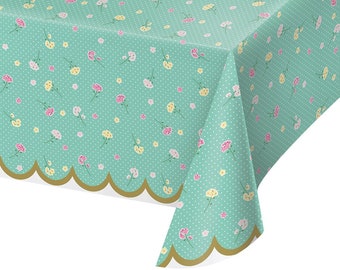 Tea Party Floral Table Cover / Fancy Tea Party Table Cover / Vintage Floral Table Cover / Floral Decor / Garden Party Table Cover