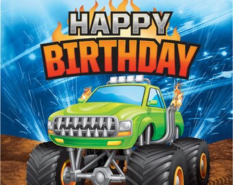 Servilletas de papel de doble capa para fiesta de cumpleaños de Monster Truck, 16 cm (6.5")