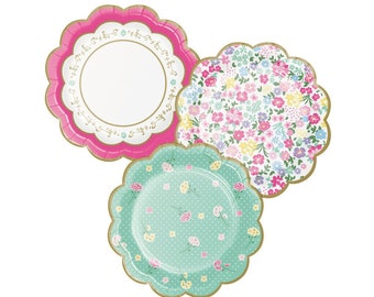 Platos pequeños festoneados para la fiesta del té / Platos elegantes para la fiesta del té / Platos florales vintage