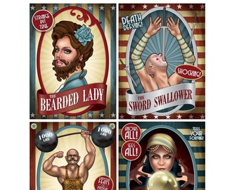 Vintage Circus Poster Cutouts, Party Decor (4/Pkg)