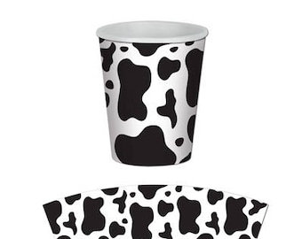 Vasos para mi primera fiesta de rodeo/vasos para fiesta de granja/vasos de papel con estampado de vaca/decoración para fiesta de granja/vasos de cumpleaños de vaqueros