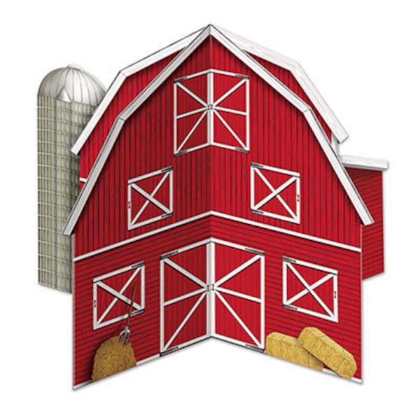 3-D Red Barn Table Centerpiece/ Farm Birthday Party Table Centerpiece/ Barnyard Party Centerpiece/ Farm Party Decor