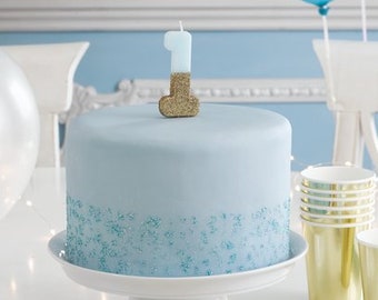 Blaue Geburtstagskerzen Mit Goldringen – Dekorativ Für Kuchen & Cupcakes