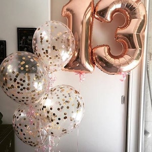 Giant 34 Rose Gold Balloon Numbers/ Rose Gold Number Balloons/ XL Number Balloons/ Rose Gold Balloons/ Rose Gold Birthday Party zdjęcie 1