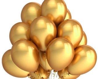 Metallic Chrome Gold Latex Balloons/ Metallic Gold Balloon/ Gold Balloons/ Glamorous Gold Latex Balloons