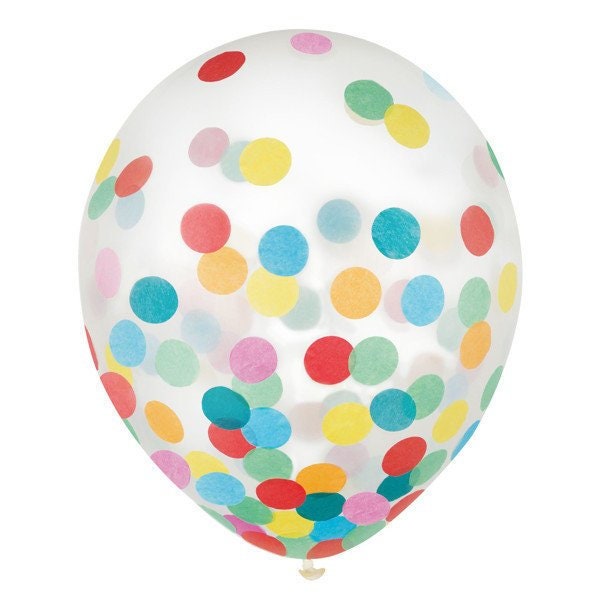 Pre-Filled Rainbow Latex Balloons / Multi Color Confetti Balloons / Rainbow Confetti Balloons / Round Balloons