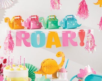 Girl Dinosaur Party Decorations - Pink Dinosaur Decor, Girl Dinosaur Birthday, Party Decoration, Girl Dinosaur Birthday, Roar Banner