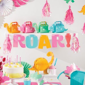 Girl Dinosaur Party Decorations - Pink Dinosaur Decor, Girl Dinosaur Birthday, Party Decoration, Girl Dinosaur Birthday, Roar Banner