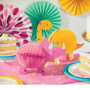 Girl Dinosaur Party Centerpiece- Pink Dinosaur Decor, Girl Dinosaur Birthday, Party Decoration, Girl Dinosaur Birthday