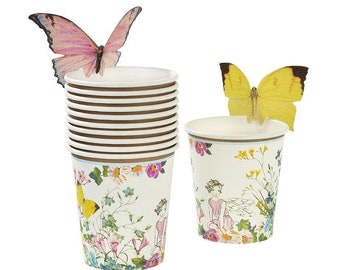 Garden Fairy Party Cups | Butterfly Paper Cups | Garden Party Paper Cups