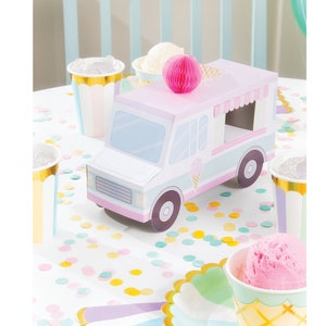 Ice Cream Truck Centerpiece- Ice Cream Birthday, Party Decoration, Ice Cream Decor, Two Sweet Decor, Ice Cream Party Supplies