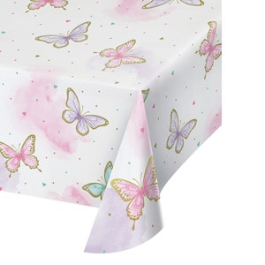 Butterfly Party Tablecover- Butterfly Party Decor, Butterfly Baby Shower, Butterfly Birthday, Pastel Butterfly, Gold Butterfly