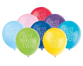 8 CT Best Birthday Ever Balloons/ Rainbow Balloons/ Multi-color Balloon Decor/ Rainbow Party Decor/ Best Birthday Ever Balloons