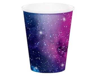 宇宙パーティーカップ - ギャラクシーパーティーカップ、宇宙ベビーシャワー、宇宙誕生日パーティー、宇宙カップ、パーティーデコレーション