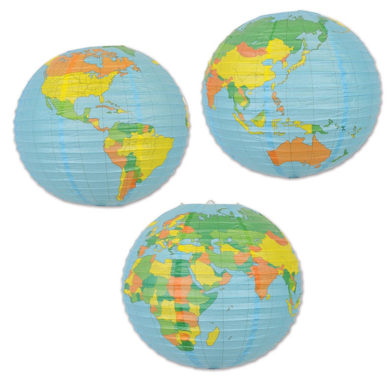 3 D World Hanging Lantern Earth Party Decor Airplane Etsy