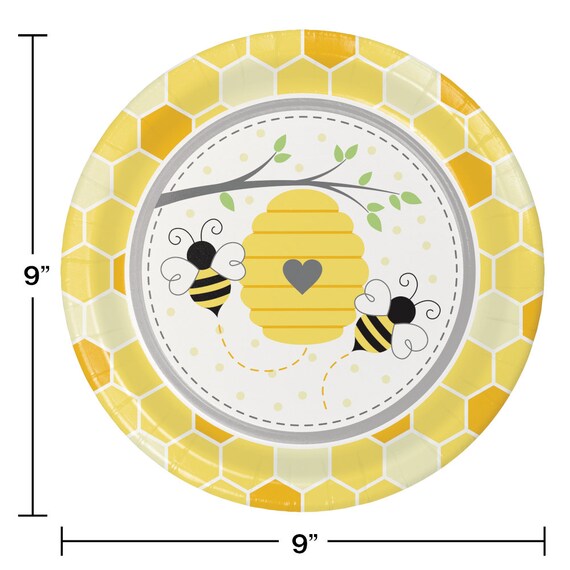 Sweet As Can Bee Honeycomb Large Paper Plates (Set of 16)