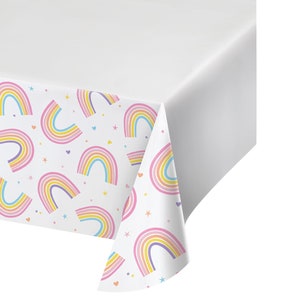 Pastel Rainbow Party Tablecover- Pastel Birthday Table Cover, Pastel Rainbow Party, Pastel Rainbow Decor