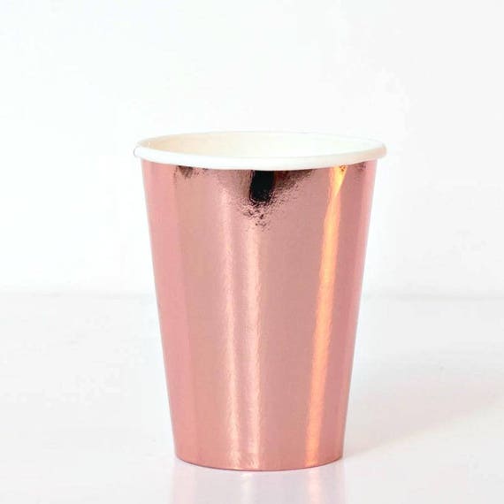 Metallic Rose Gold Paper Cups/ Shiny Rose Gold 12 OZ. Cups/ - Etsy ...